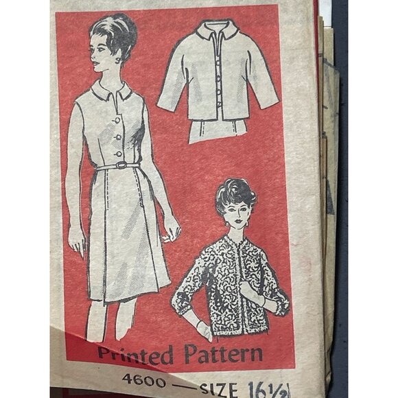 Vintage 1960s Womens Sewing Pattern Design 4600 Size 16 1/2 For Dress & Crochete - Picture 2 of 3